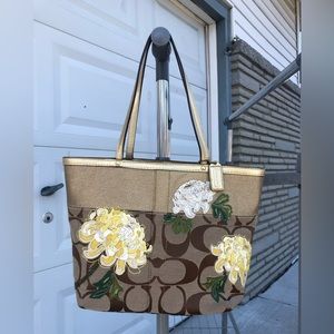 Coach Floral Peony Appliqué Handbag